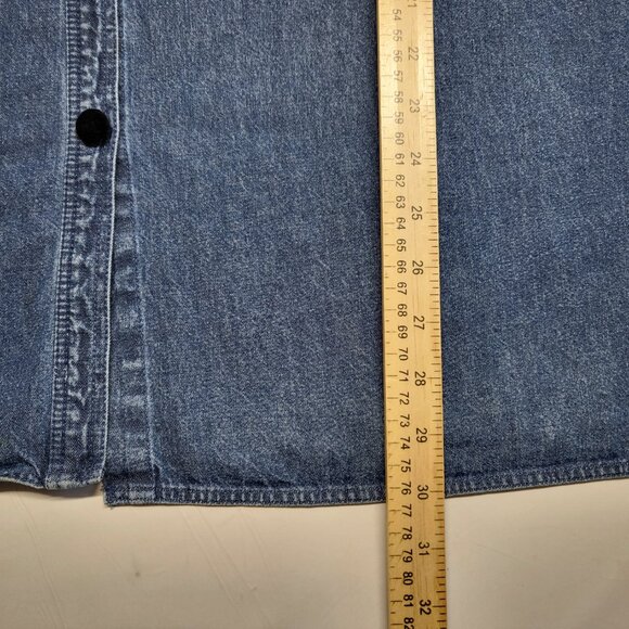 Vintage Westbound Denim Shirt Womens 1X Plus Button Up Long Sleeve Velour Accent - Picture 15 of 16